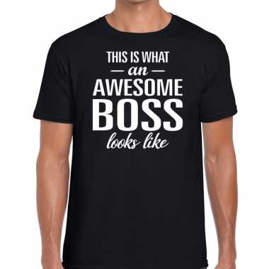 Goedkope awesome boss tekst t shirt zwart heren