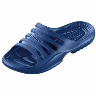 Goedkope bad/sauna slippers voetbed navy blauw heren
