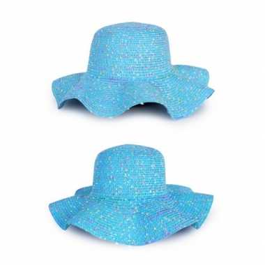 Goedkope blauwe dames strand/hippie hoed