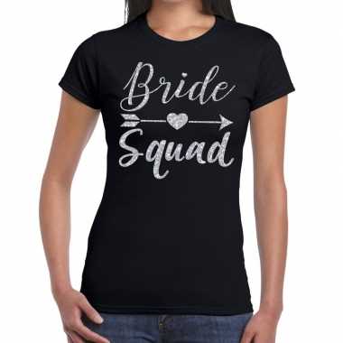 Goedkope bride squad cupido zilver glitter t shirt zwart dames