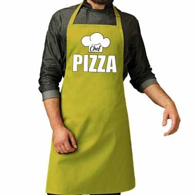 Goedkope chef pizza schort / keukenschort lime groen heren