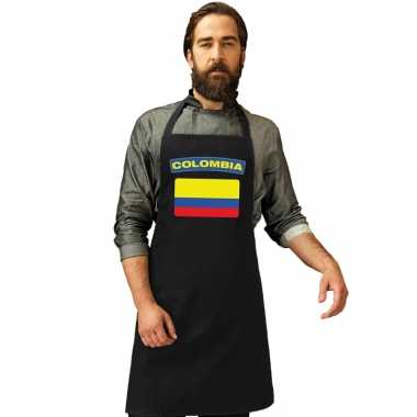 Goedkope colombia vlag barbecueschort/ keukenschort zwart volwassenen