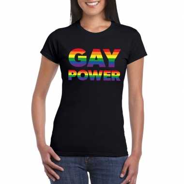 Goedkope gay power gaypride t shirt zwart dames