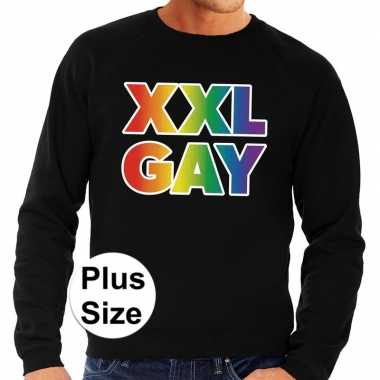 Goedkope grote maten xxl gay regenboog sweater zwart heren