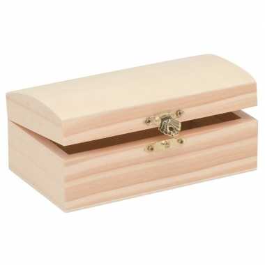 Goedkope houten kistje ronde deksel hobby/knutselmateriaal
