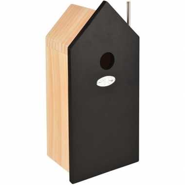 Goedkope houten vogelhuisje/nestkastje zwart