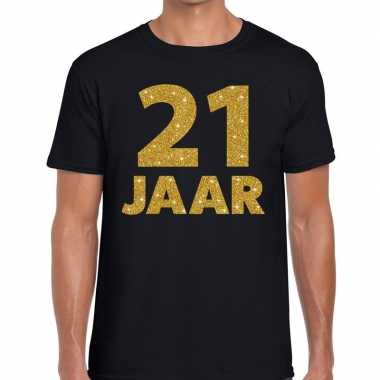 Goedkope jaar goud glitter verjaardag kado shirt zwart heren