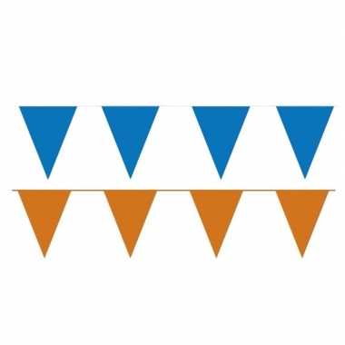 Goedkope oranje/blauwe feest punt vlaggetjes pakket meter