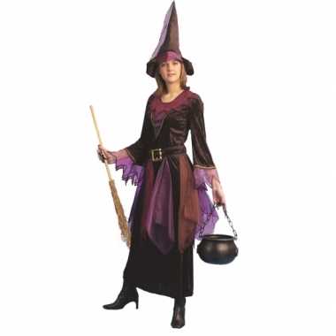 Goedkope paarse heksen jurk inclusief hoed