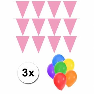 Goedkope pakket vlaggenlijn xl lichtroze incl gratis ballonnen