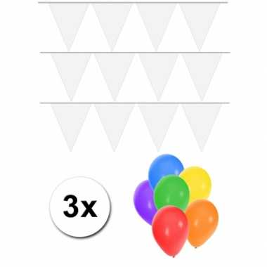 Goedkope pakket vlaggenlijn xl wit incl gratis ballonnen