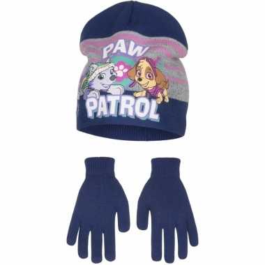 Goedkope paw patrol muts handschoenen blauw jongens