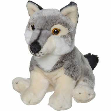 Goedkope pluche grijze wolf/wolven knuffel speelgoed
