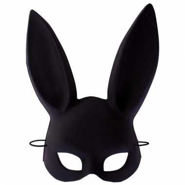 Goedkope popster konijnenoren masker zwart dames