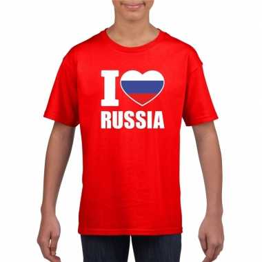 Goedkope rood i love rusland fan shirt kinderen