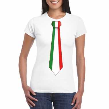 Goedkope wit t shirt italie vlag stropdas dames