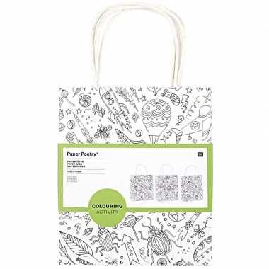 Goedkope x knutsel papieren tassen/tasjes om te kleuren kinderen