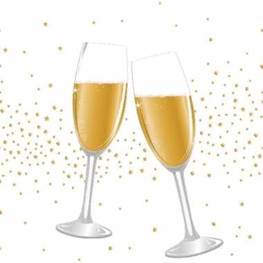 Goedkope x nieuwjaar/oud nieuw servetten champagne proost