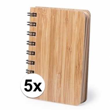 Goedkope x notitieboekjes/schriftjes bamboe kaft