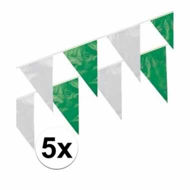 Goedkope x plastic vlaggenlijn groen/wit