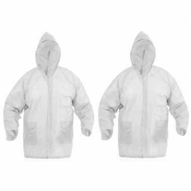 Goedkope x regenjassen knoopsluiting volwassenen wit