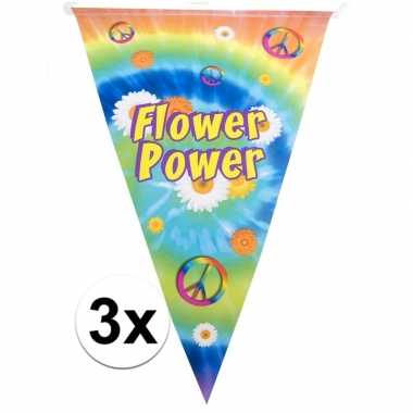 Goedkope x vlaggenlijnen flower power hippie feest decoratie meter
