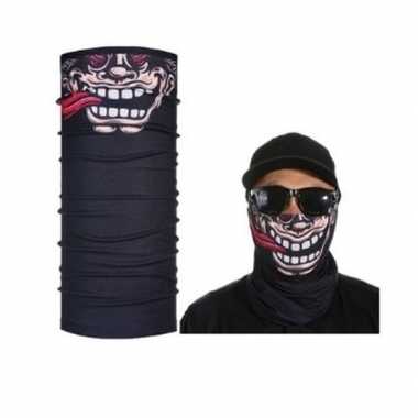 Goedkope zwart grappig/funny gezicht biker masker volwassennen