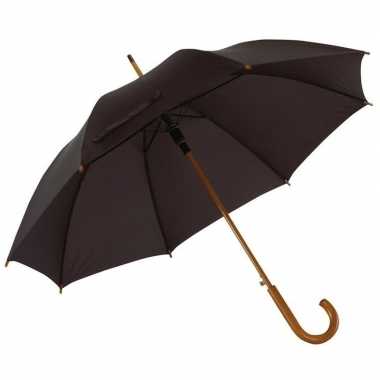 Goedkope zwarte paraplu houten handvat