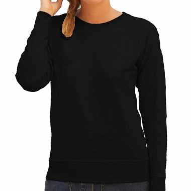 Goedkope zwarte sweater / sweatshirt trui raglan mouwen ronde hals dames