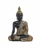 Goedkope boeddha beeld zwart goud polystone 10107744