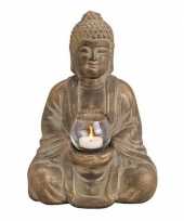 Goedkope bruin boeddha beeldje waxine theelicht houder 10141106