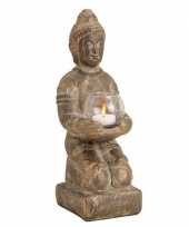 Goedkope bruin boeddha beeldje waxine theelicht houder