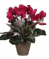 Goedkope cyclaam kunstplant donker roze keramieken pot h d