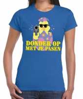 Goedkope fout paas t-shirt blauw donder je pasen dames