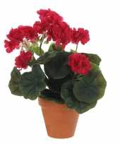 Goedkope geranium kunstplant donker roze campana terra pot h d