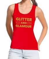 Goedkope glitter and glamour glitter tanktop mouwloos shirt rood dames