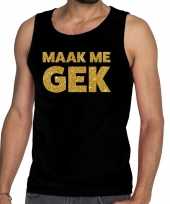 Goedkope gouden maak me gek glitter tanktop mouwloos shirt zwart heren