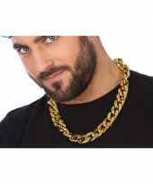 Goedkope gouden schakelketting hiphop rapper verkleed accessoire
