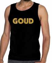 Goedkope gouden tekst glitter tanktop mouwloos shirt zwart heren