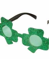 Goedkope groene glitter bril klavertje drie