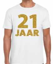 Goedkope jaar goud glitter verjaardag kado shirt wit heren 10154834