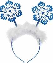 Goedkope kerst diadeem tiara blauw sneeuwvlokken