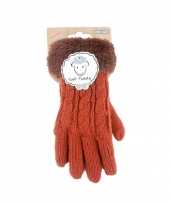 Goedkope oranje gebreide handschoenen teddy kinderen