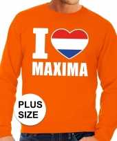 Goedkope oranje i love maxima grote maten sweater trui heren