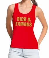 Goedkope rich and famous glitter tanktop mouwloos shirt rood dames