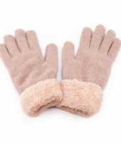 Goedkope roze gebreide handschoenen nepbont dames