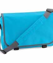 Goedkope schoudertas aktetas turquoise grijs dames heren