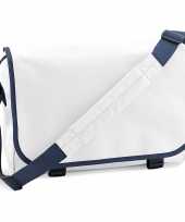 Goedkope schoudertas aktetas wit navy dames heren