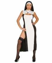 Goedkope sexy nonnen kostuum zwart wit