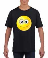 Goedkope smiley t-shirt vrolijk zwart kinderen